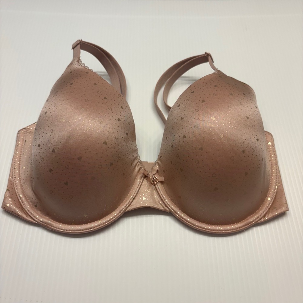 Body By Victoria Secret Perfect Coverage Bra Women 32DDD Pink Gold Heart Bra